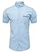 TAM WARE Mens Casual Chest Pocket Short Sleeve Button Down Shirts TWCMS06-SKYBLUE-US M