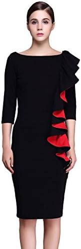 Ourfashion Women's Chic Wear to Work Crew Neck Pencil Dress Black 8/10