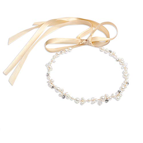 ULAPAN Wedding Hair Piece Wedding Hair Band Pearls Bridal Hair Piece Hairband Wedding Head Band, HP03 (HP03)