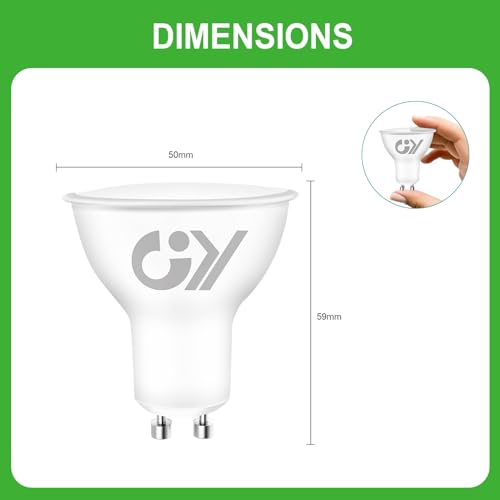 GY GU10 LED Bulb 6.5W (Eq. 100W) 1025LM 4000K Neutral White, Non-Dimmable, 110 Degrees Beam Angle – GU10 LED Bulbs Pack of 10