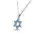 Sterling Silver Interlocked Star of David Necklace with Blue Opal Inlay
