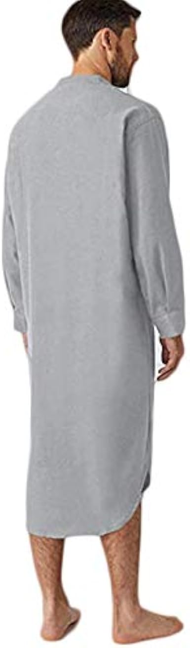 Chemise Nuit Grandes Tailles Normann - Chemise De Nuit Homme Manches Courtes - Col Henley 100% Coton - Grandes Tailles Chemise Nuit Manches Courtes