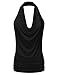 NINEXIS Women's Halter Neck Draped Front Open Back Top Black L