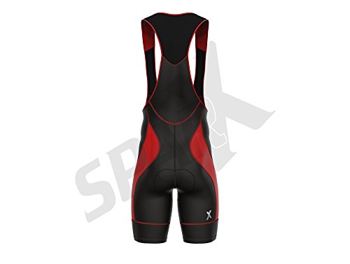 Sparx Elite Cycling Bib Shorts Bike Racing Bibs Bicycle Bib Short CoolMax (XL, Black/Red)