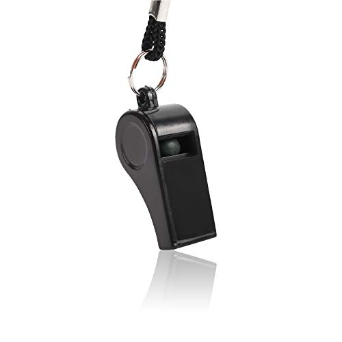 Mooerca 28 Packs Black Lanyard Whistle, Plastic Sports Whistles, Loud Crisp Sound Whistles Bulk Perfect for Coaches, Referees Officials, Emergencies Outdoor Travel Lifeguard Fans Cheer Student - Thumbnail 7