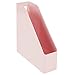 mDesign Plastic Slim Vertical File Folder Storage Organizer Bin with Handle - Hold Notebooks, Binders, Envelopes, Magazines for Home Office, Work Desktops, Ligne Collection, 2 Pack, Light Pink