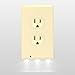 SnapPower Guidelight - Outlet Wall Plate With LED Night Lights - No Batteries Or Wires - Installs In Seconds - (Duplex, Ivory) (1 Pack)