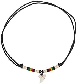 Romario Groomsmen - Genuine Shark Tooth Necklace Surfer Hawaiian Beach Boys Girls Men (Jamaican Style)