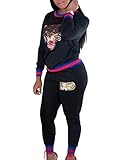 Women's Casual Sweatshirts 2 Pieces Outfits Crewneck Long/Short Sleeve Tiger Printed Top Love Pants Sets Tracksuits Jumpsuits