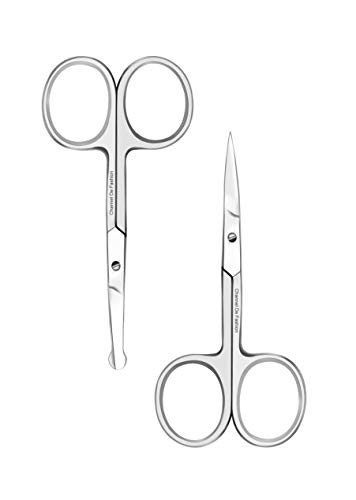 Premium Quality Multipurpose Facial Hair Scissor For Men - Mustache, Stainless Steel Pedicure Nail Scissor, Nose Hair And Beard Trimming Scissor, Eyebrows, Eyelashes And Ear hair Scissor (Pack Of 2)
