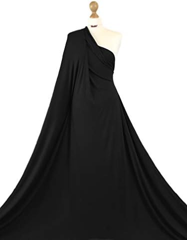 Premium Quality Viscose 4 Way Stretch Soft Jersey Lycra Fabric Rayon Material (Black, Half Meter)