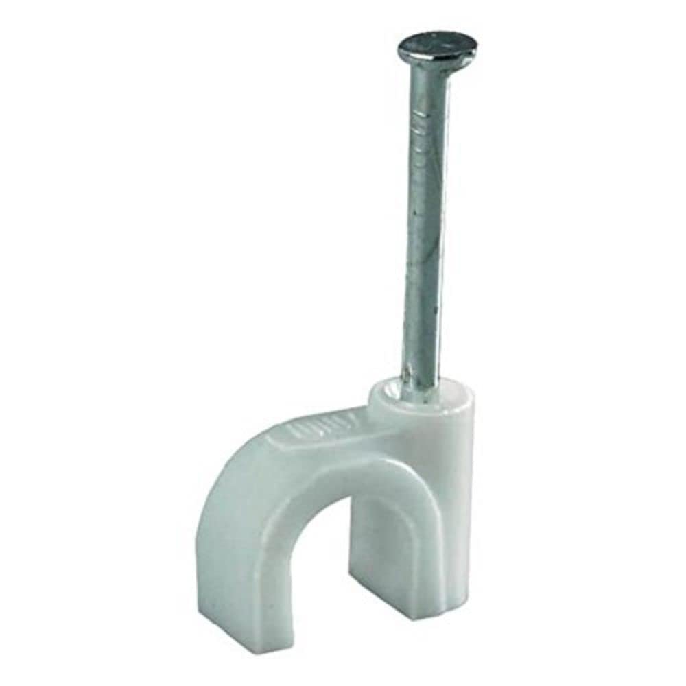 Merriway BH02196 Round Telephone Cable Clip, White 3.5 mm , Pack of 100 Piece