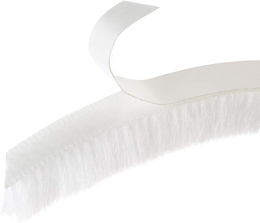 MACHSWON Brush Weather Stripping, 5M / 16.4Ft, Card-Slot Seal Strip Pile Weatherstrip Door Sweep Brush for Door Window Wardrobe (9 x 9mm, White)