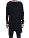 Coofandy Men Casual Long Sleeve O Neck Solid Loose Pleated Pullover T-Shirt,Black,X-Large