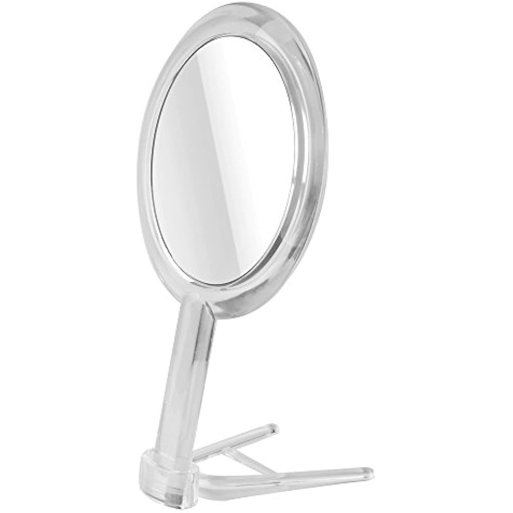 Double Sided 1x 7x Magnification Hand Held Makeup Mirror Stand,clear