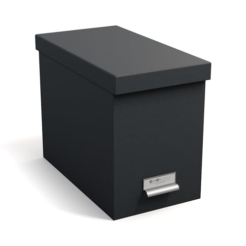 Bigso Box of Sweden Contenitore per documenti con coperchio - Raccoglitori da scrivania con 8 cartelle sospese - Raccoglitori documenti in fibra di legno e carta - grigio scuro