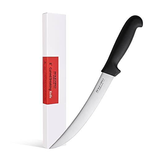 BOLEXINO 8 Inch Steak Knives, Curved Breaking Knife, Long Butcher
