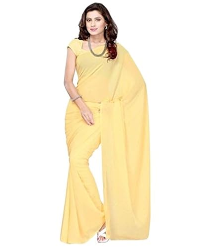 light yellow casual wear georgette saree