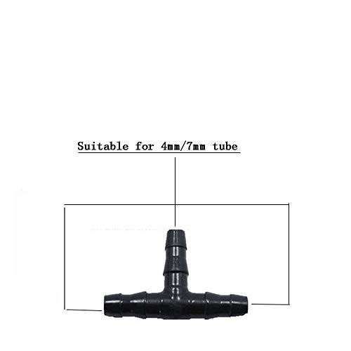 QTFHR Barbed Connectors Drip Irrigation, 1/4" Universal Barbed Tee Fittings 100 pcs, Fits 1/4" Drip Tubing (4/7mm Tee Pipe) - Thumbnail 2