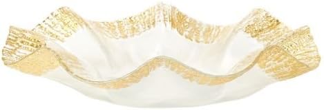 Vietri Rufolo Glass Serving Platter Luxurious Elegant Design Decorative Serving Tray Made in Italy - 13 Inch Gold