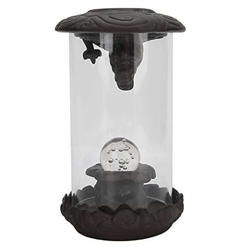 Dragon Backflow Incense Burner, Red Porcelain Creative LED Light Windshield Waterfall Incense Burner Holder, LED Ball Mountain Tower Censer Home Decor