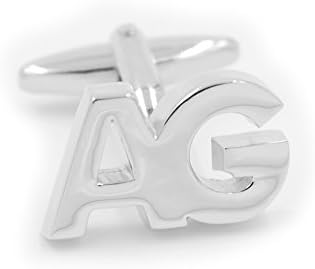 Mens Personal Alphabet Initial Letter AG Gift Wedding Silver Cufflinks