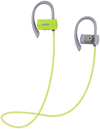 Bluetooth Headphones Ergonomic Hooks Wireless Earbuds w/ Mic, Sweatproof, Bluetooth 4.1 8 Hours, Noise Cancelling Earphones, for Sports, Running Yoga Gym Workout, Travel (Gary &amp; Green)