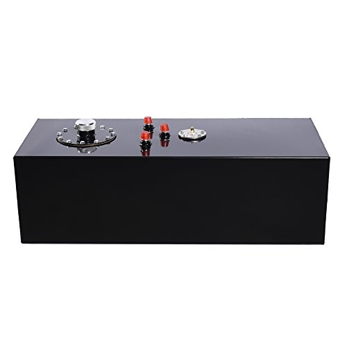 SUNROAD 15Gallon 60L Top Feed Fuel Cell Gas Tank Aluminum Polished Racing Street Drift Strip Fuel Cell Tank with Level Sender Black