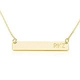 Bar Necklace Personalized Name Necklace 18k Gold Plated Custom Made Any Name (16 Inches)