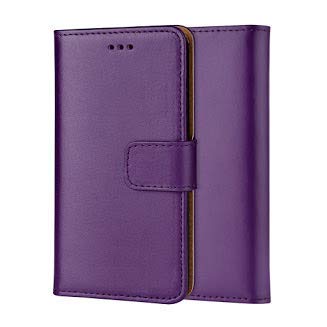 ameego Genuine Leather Bookcase for iPhone 11 PRO, Premium authentic Genuine Leather Wallet case with Magnetic, Kickstand, Cash & Card Slots Stockproof Slim Flip bookcase cover 5.8" (Purple)