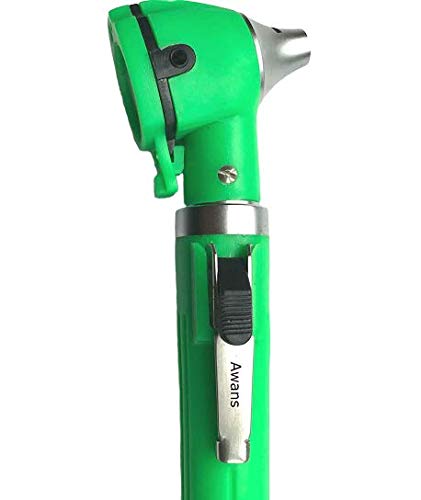 Awans Compact Pen Light Personal Otoscope, with Spare Bulb and Accessories, Green