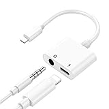 Headphone Adapter for iPhone 8/8 Plus 3.5mm Adapter Splitter Jack Aux Audio Charger for iPhone/Xs/Xs Max/XR / 7/7 Plus Earphone Adaptor Charger Cables & Audio Connector Dongle Support All iOS Systems