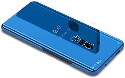 yuehuanyi Mirror Plating Flip Case - Slim Fit Translucent Mirror Smart Cover for Samsung Galaxy M30S - Sky Blue