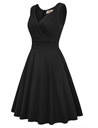 Vestido de cóctel con cuello en V, sin mangas, estilo vintage de los años 50 y 60