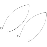 Adabele 50pcs Hypoallergenic Long V Shape Marquise Earring Hooks 45mm Silver Plated Ear Wire (Wire 0.7mm/21 Gauge) DIY Craft Earrings Jewelry Making247-1