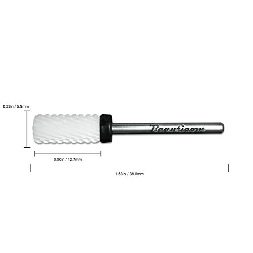 Beauticom Professional USA Ceramic White Small Barrel Bit Nail Drill (Grit: XC EXTRA COARSE) 3/32" Shank Size