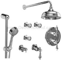 Riobel Romance KIT#642ROLCW Thermostatic Shower System with Jets Chrome x White Lever