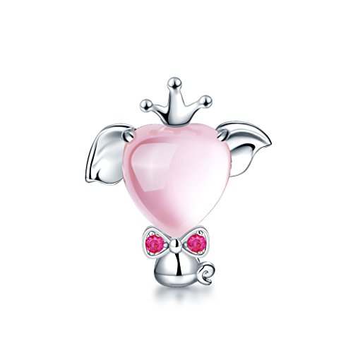 WCJ Furong Stone Natural Powder Crystal Cute Small Pig Shape 925 Sterling Silver Clavicle Chain to Send Girlfriend Pendant Ladies Necklace (Color : Silver)