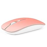 HaloVa Mouse Portable Mobile Mouse Ultrathin Wireless Mouse With USB Receiver, Noiseless Built-in-Battery Rechargeable, Rose Gold