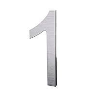 8 Inch Modern House Numbers- Premium Aluminum Floating Home Address Number withElegant & Sophisticated Brushed Finish, Silver, Number 1