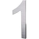 8 Inch Modern House Numbers- Premium Aluminum Floating Home Address Number withElegant & Sophisticated Brushed Finish, Silver, Number 1