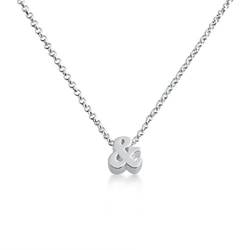 Ampersand Symbol - &amp; - And Your Personalized Serif Font Pendant Necklace 14k Plated or 925 Sterling Silver (sterling-silver, 14 Inches)