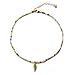 Natural Amazonite Bead Choker Necklace with Gold Leaf Pendant Healing Stone Crystal Choker for Women