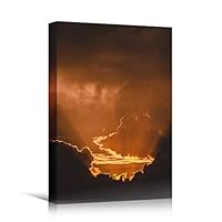 Canvas Wall Art Ocean Sunset I Coastal Orange Photography Relax/Calm Romantics Sunset Warm - 12x18 inches