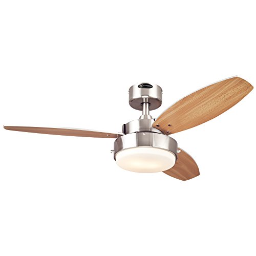 UPC 024034724732, Westinghouse 7247300 Alloy Two-Light Reversible Three-Blade Indoor Ceiling Fan, 42-Inch, Brushed Nickel Finish with Opal Frosted Glass