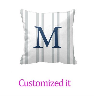 Amazon Com Create Your Own Pillowcase Gray Striped Monogrammed