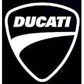 Ducati Motorcycle Decal Vinyl Sticker|Cars Trucks Laptop| White |5.5 x 5.2 in|CCI759