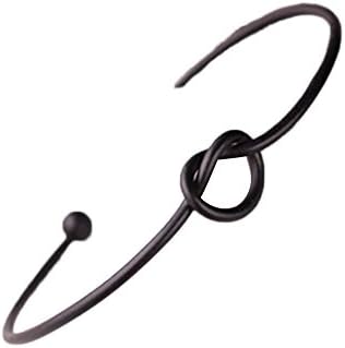 Wffo Chic Fashion Simple Knot Bangle Cuff Opening Bracelet Copper Casting Jewelry (Black)