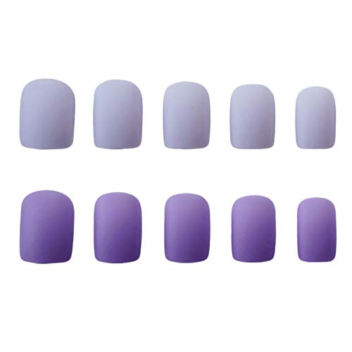 24pcs/set Short Matte False Nail with Glue Acrylic Fake Nails for Women Lady Fake Finger Nail Tips Full Cover