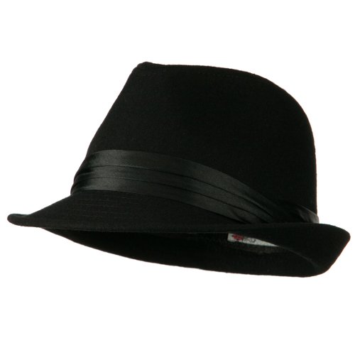 Fedora with Pleated Satin Band - Black OSFM